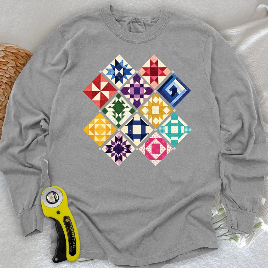 Jewerly Patchwork Long Sleeve T-shirt