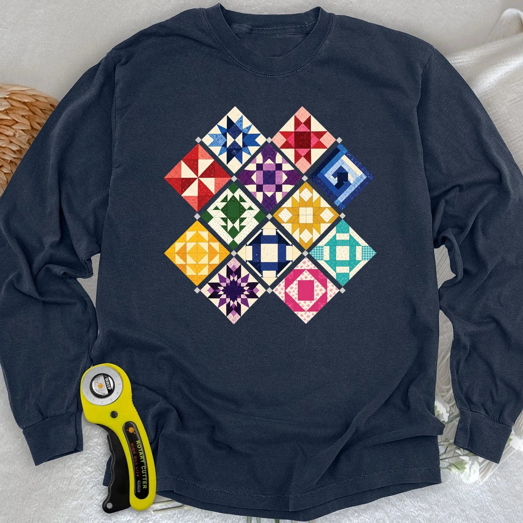 Jewerly Patchwork Long Sleeve T-shirt