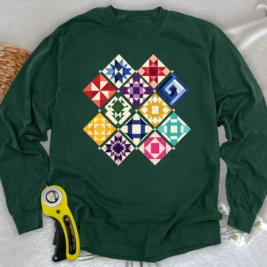 Jewerly Patchwork Long Sleeve T-shirt