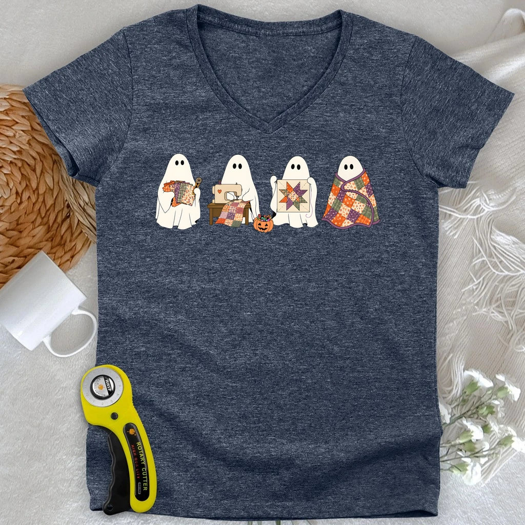 Ghostly Quilt Club Lady V-neck