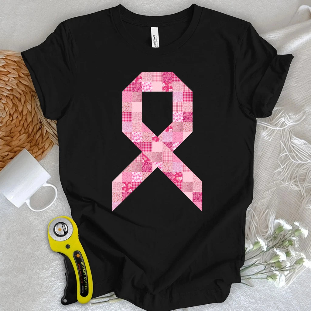 Pink Patchwork Ribbon T-shirt