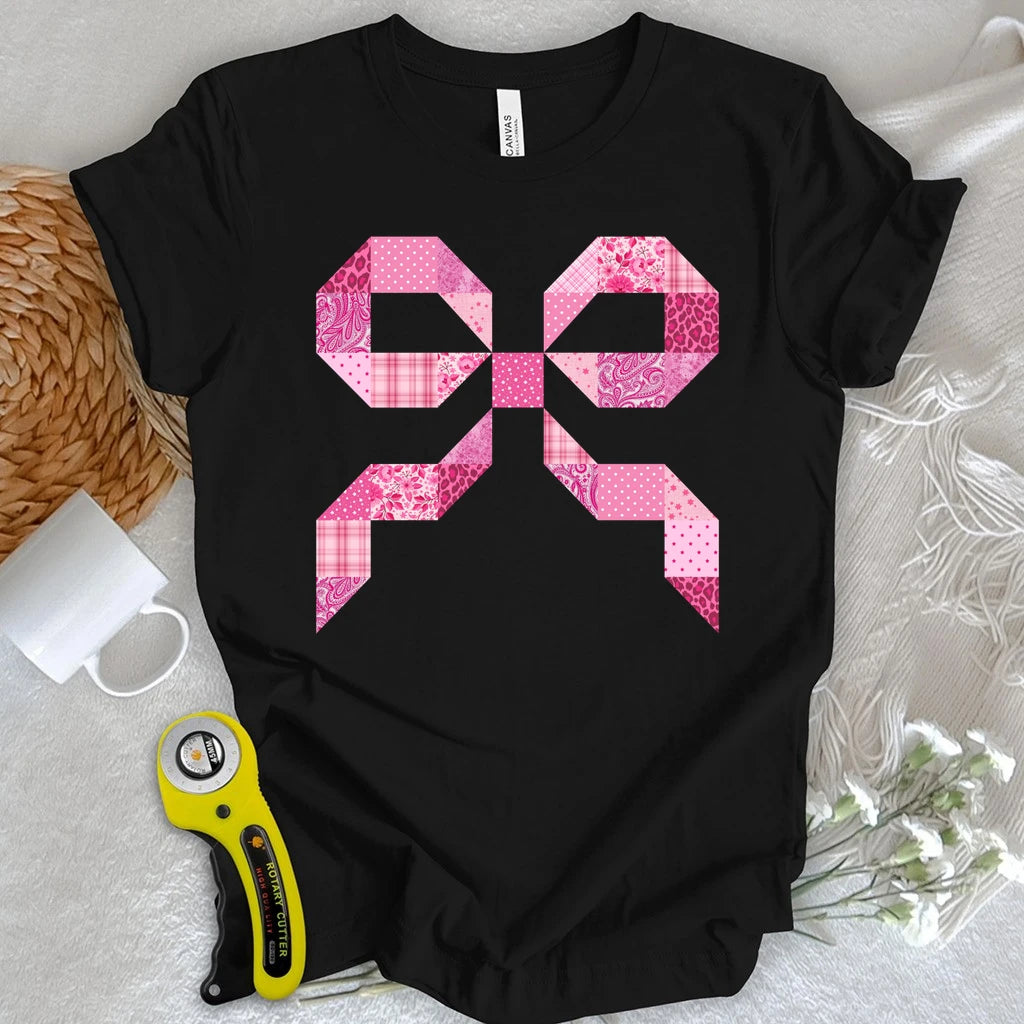 Pink Patchwork Bow T-shirt