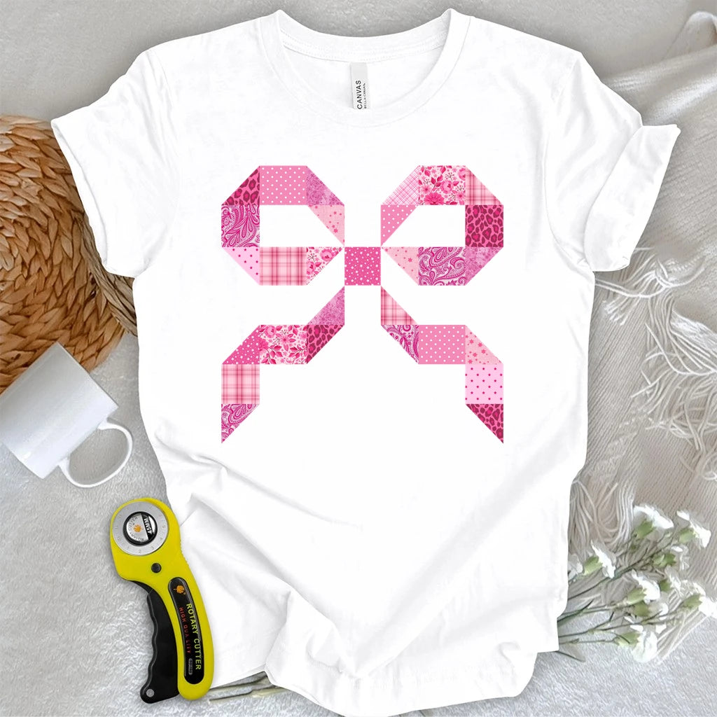 Pink Patchwork Bow T-shirt