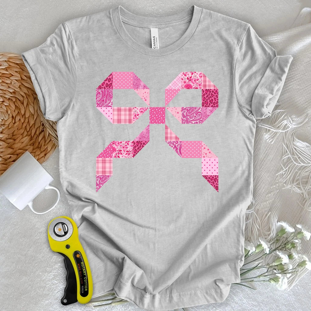 Pink Patchwork Bow T-shirt