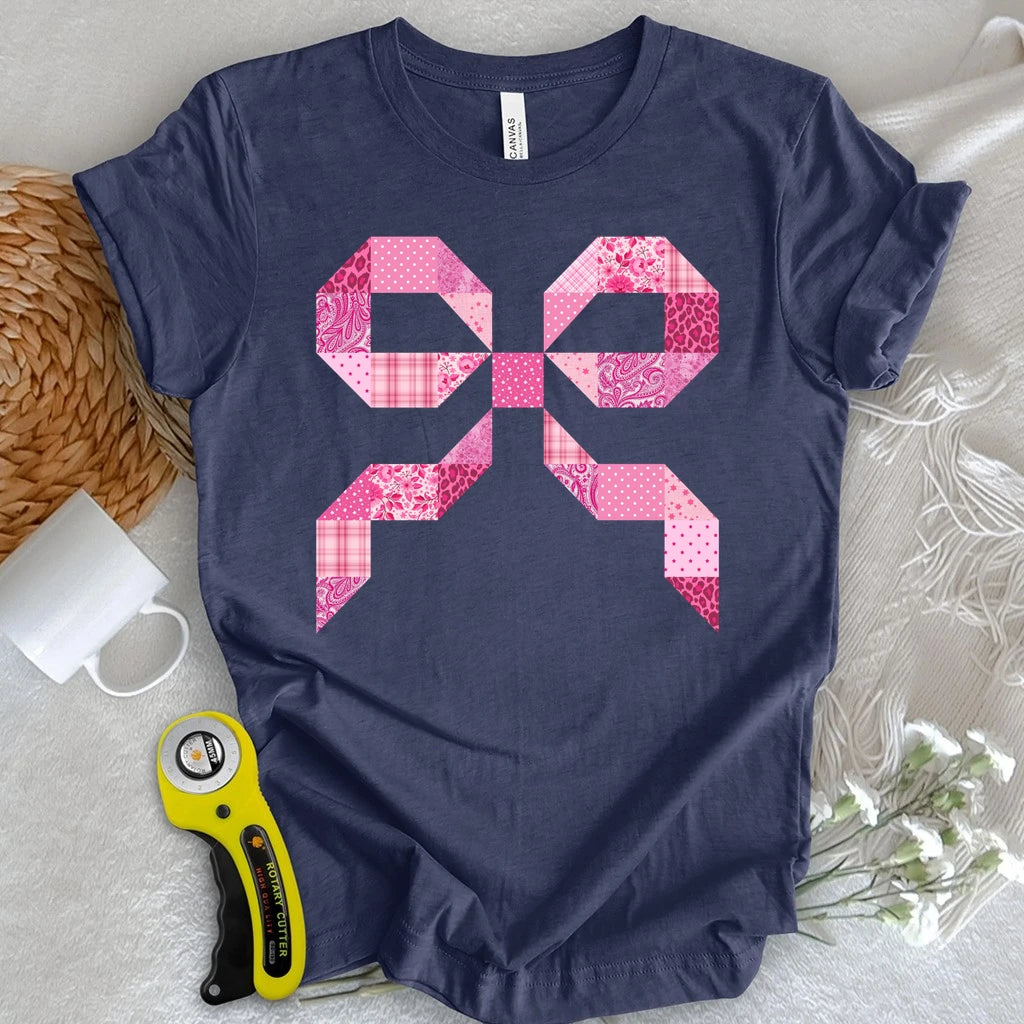 Pink Patchwork Bow T-shirt
