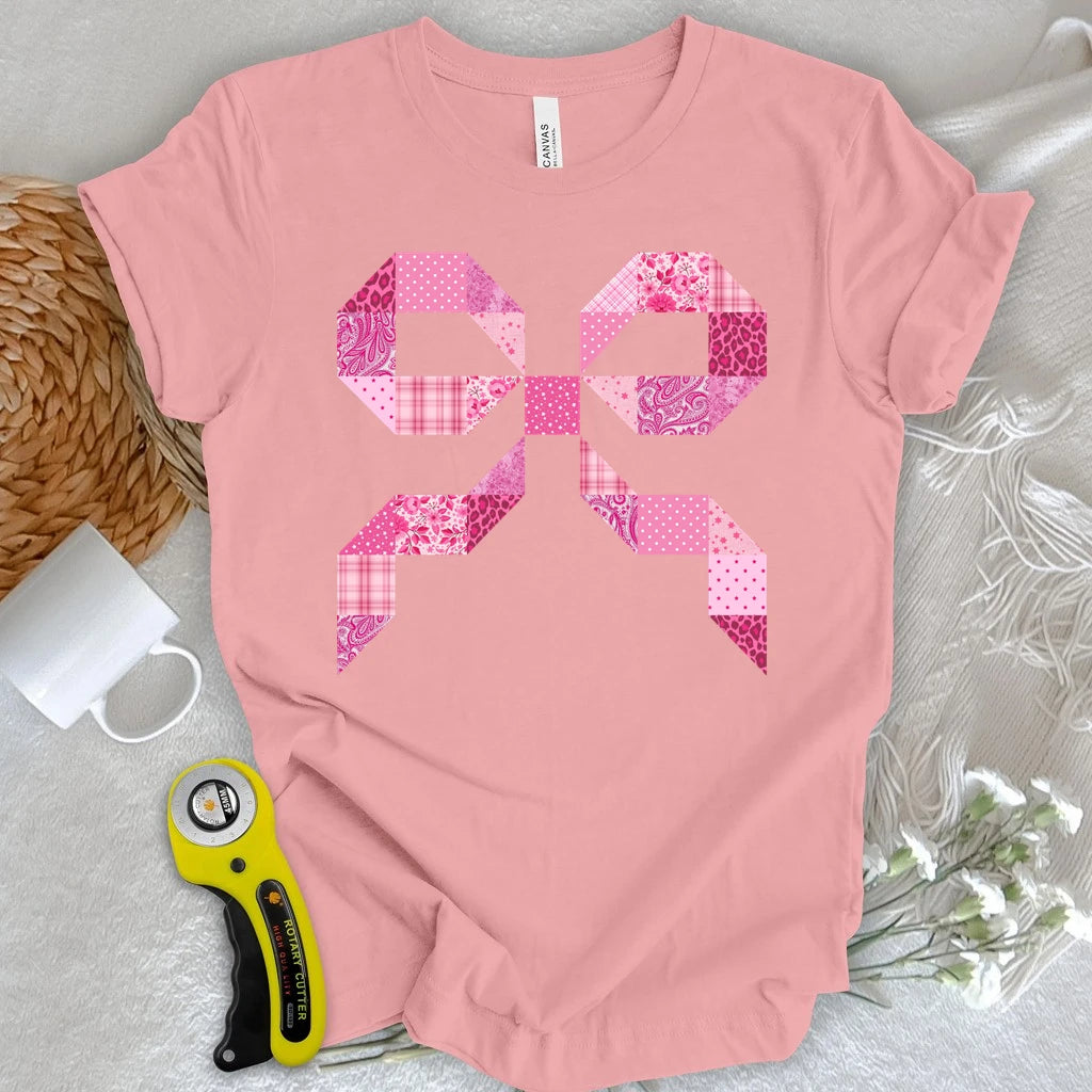 Pink Patchwork Bow T-shirt