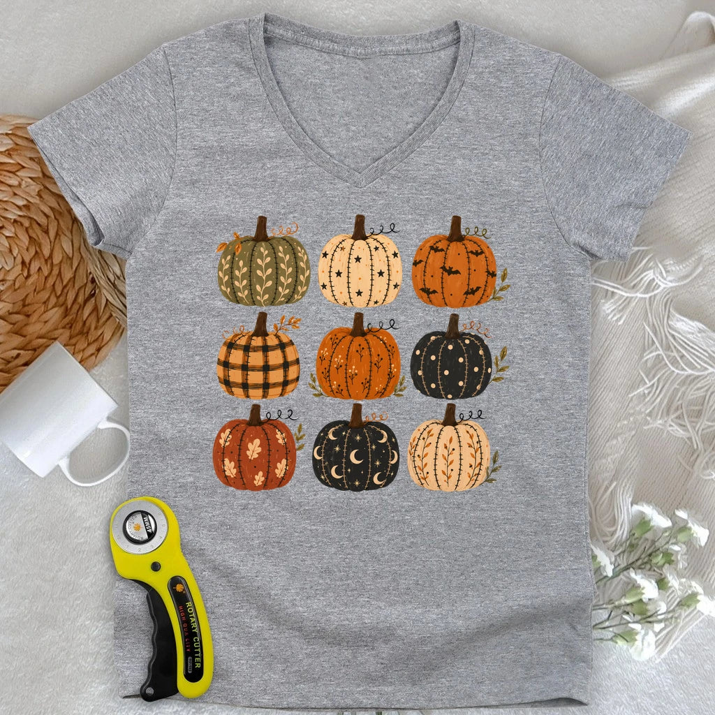 Fabric Lover’s Pumpkin Patch Lady V-neck