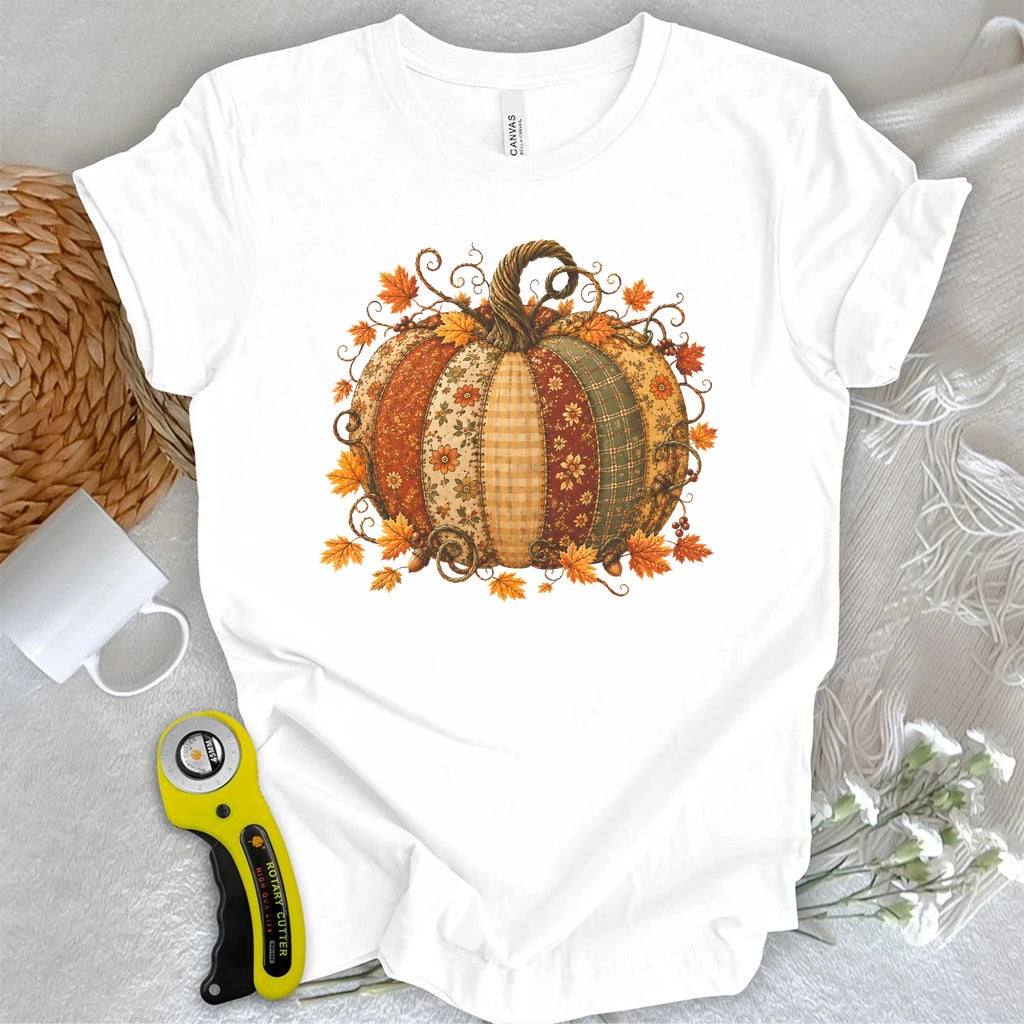 Autumn Patchwork Pumpkin T-shirt
