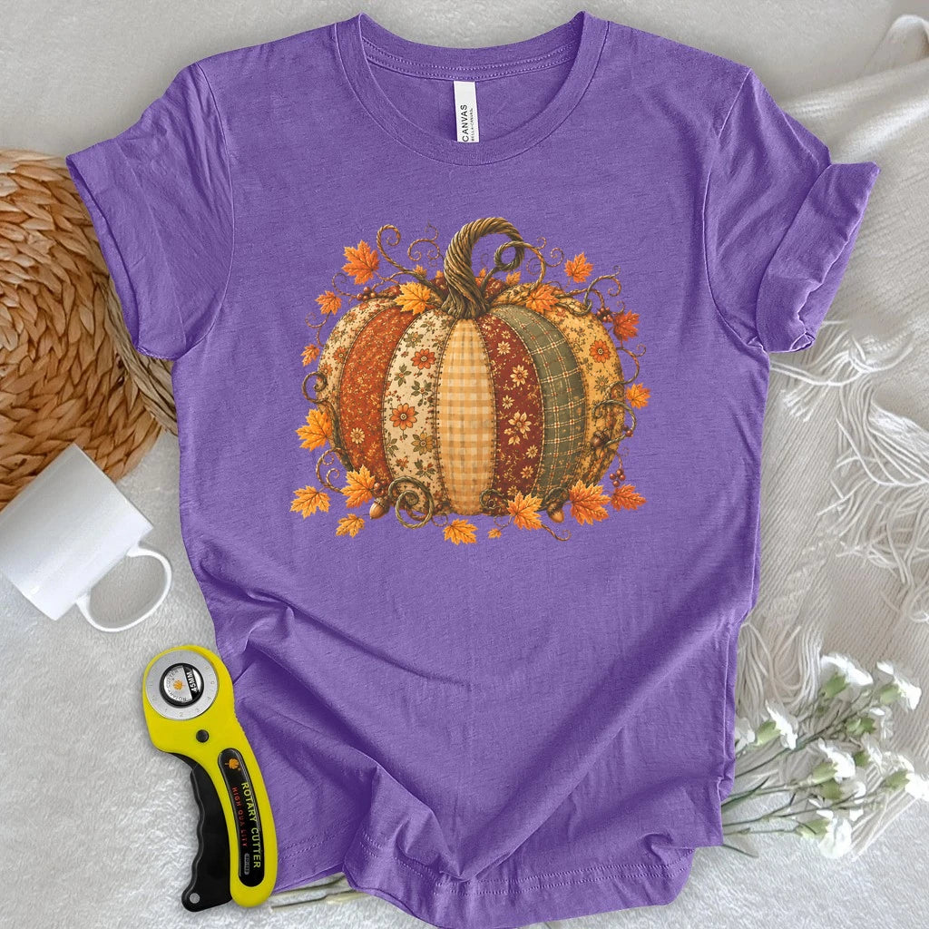 Autumn Patchwork Pumpkin T-shirt