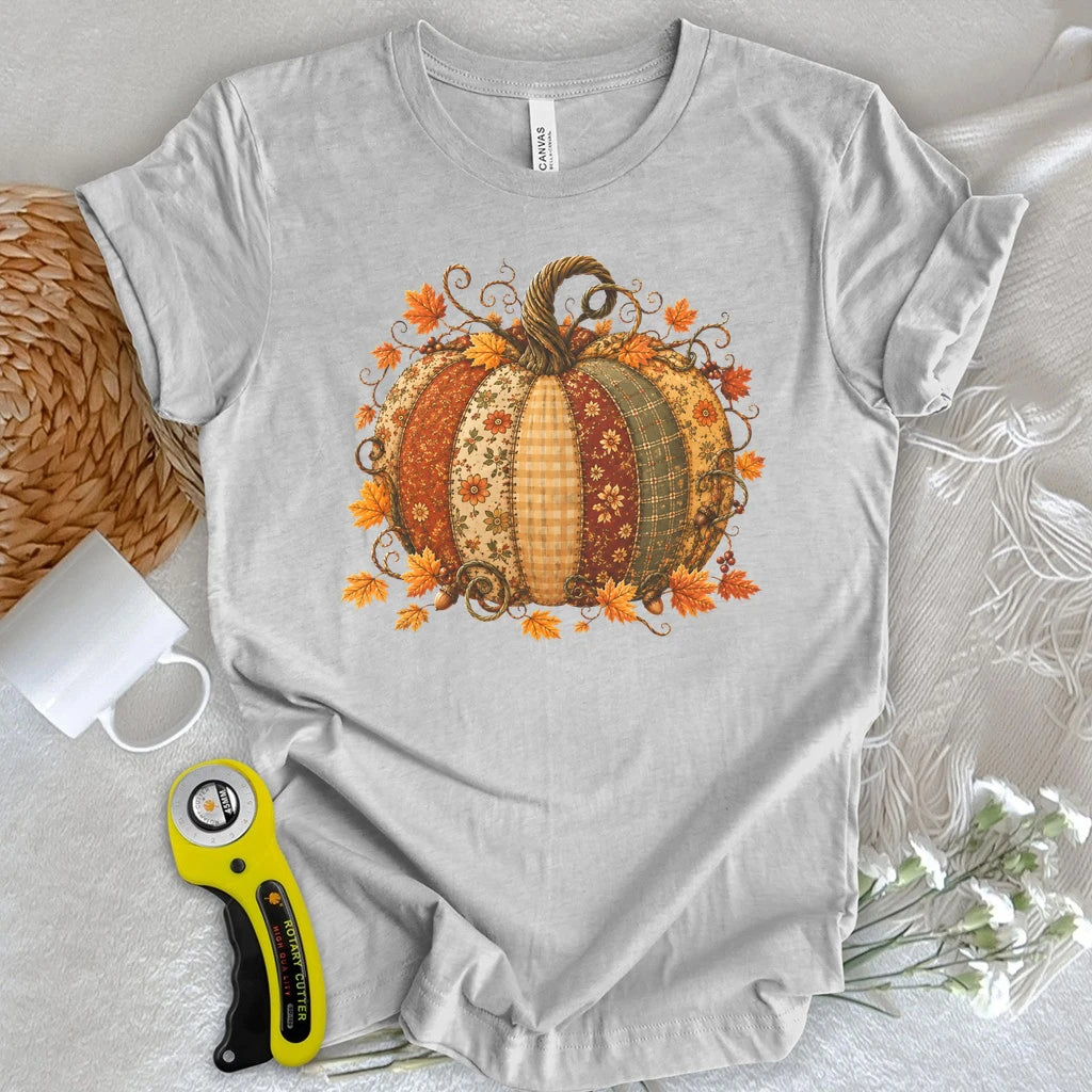 Autumn Patchwork Pumpkin T-shirt