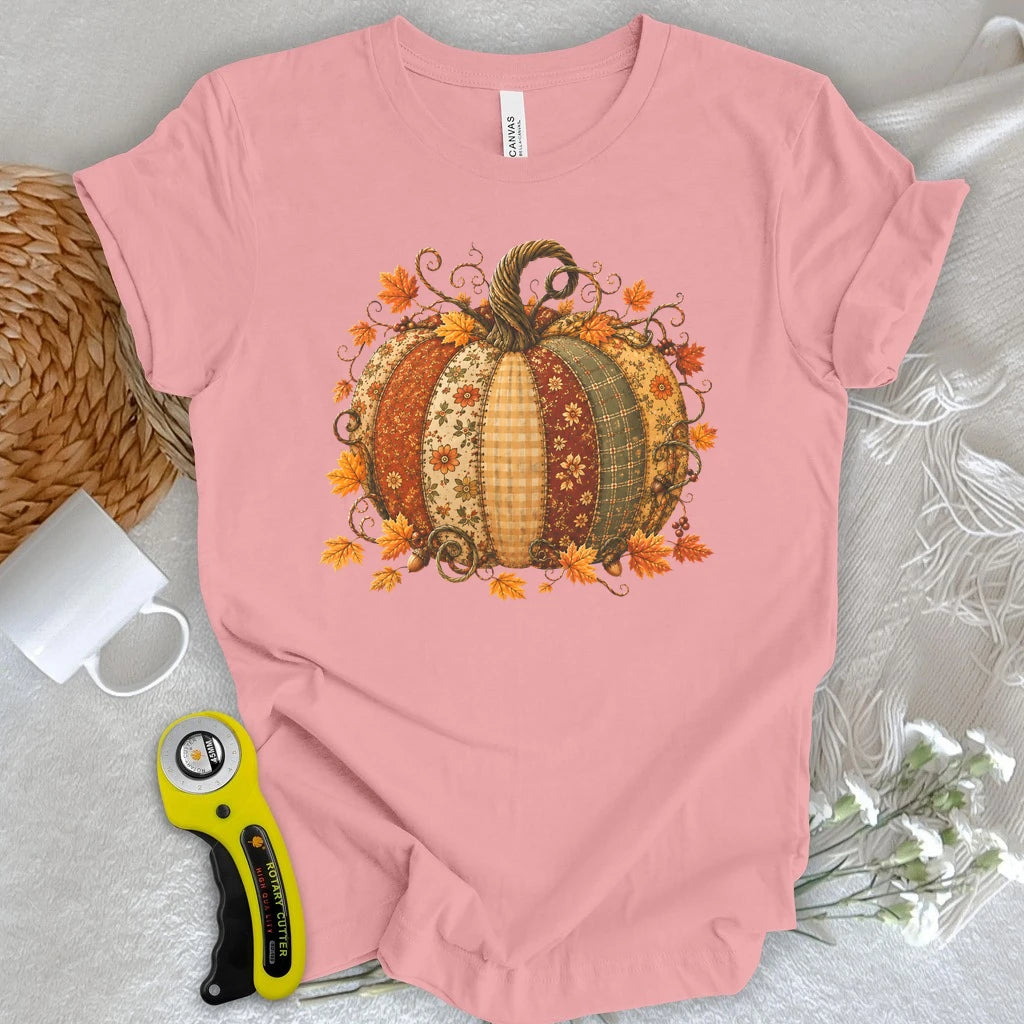 Autumn Patchwork Pumpkin T-shirt