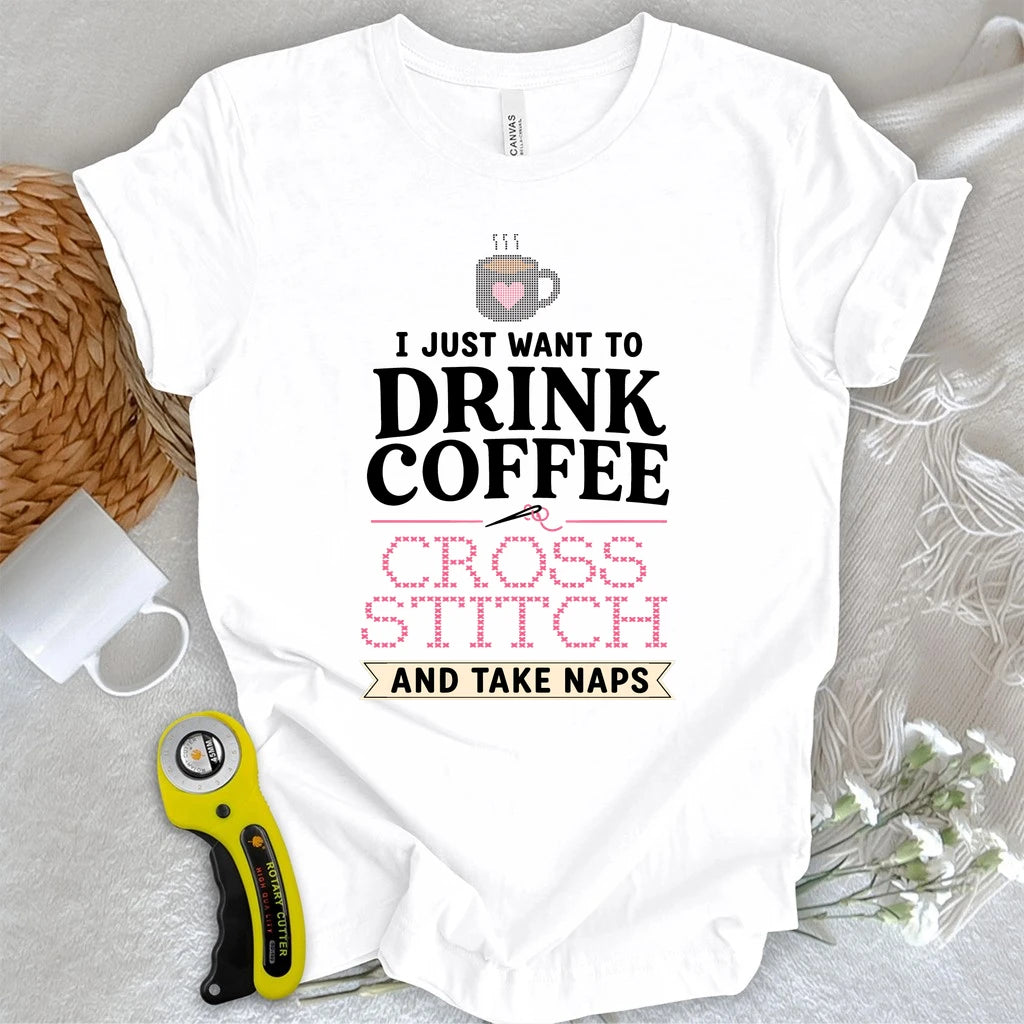 Coffee & Cross Stitch T-shirt