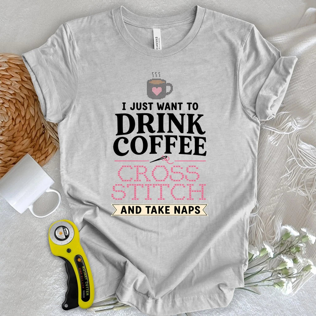 Coffee & Cross Stitch T-shirt