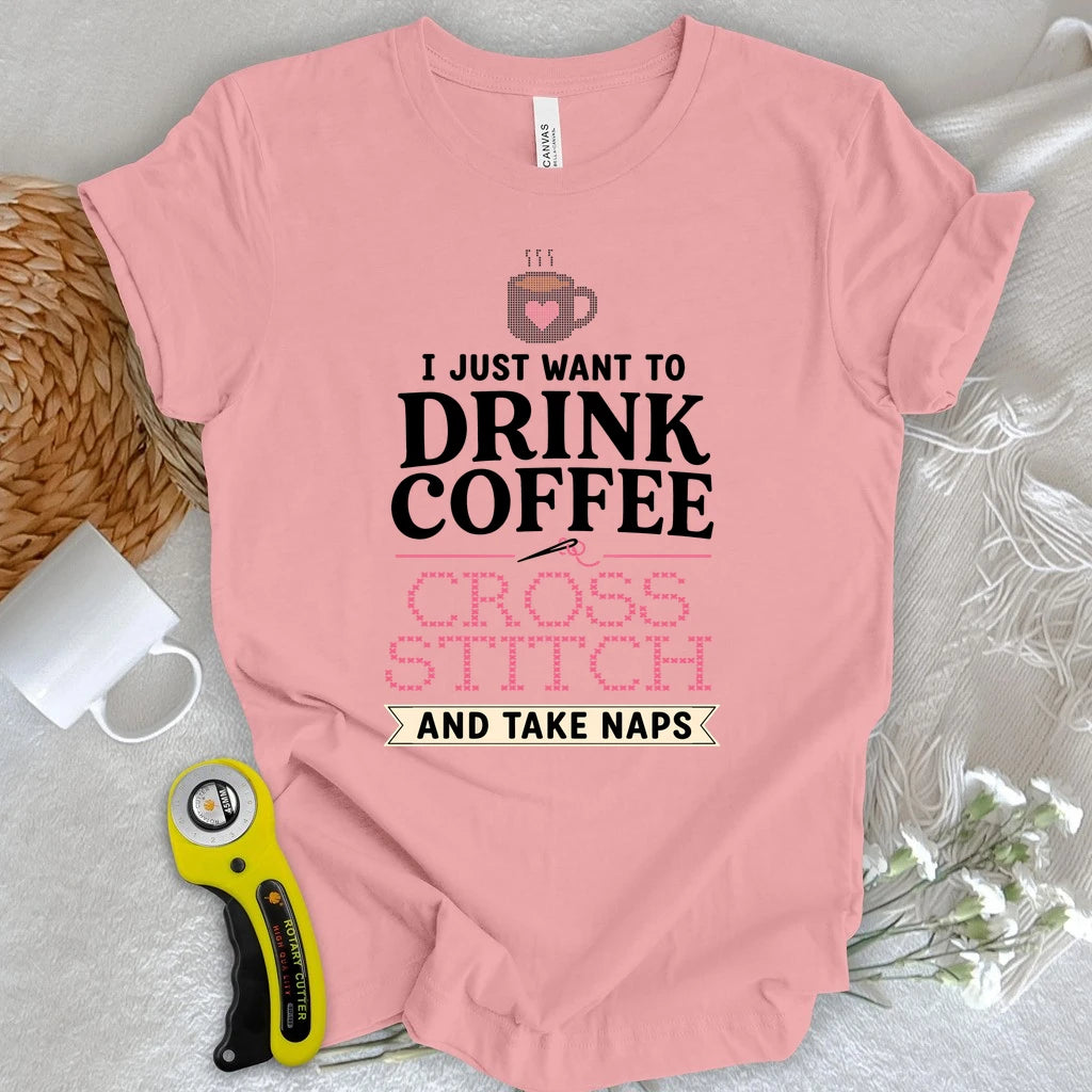 Coffee & Cross Stitch T-shirt