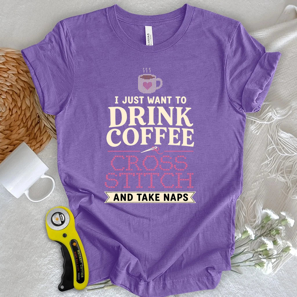 Coffee & Cross Stitch T-shirt