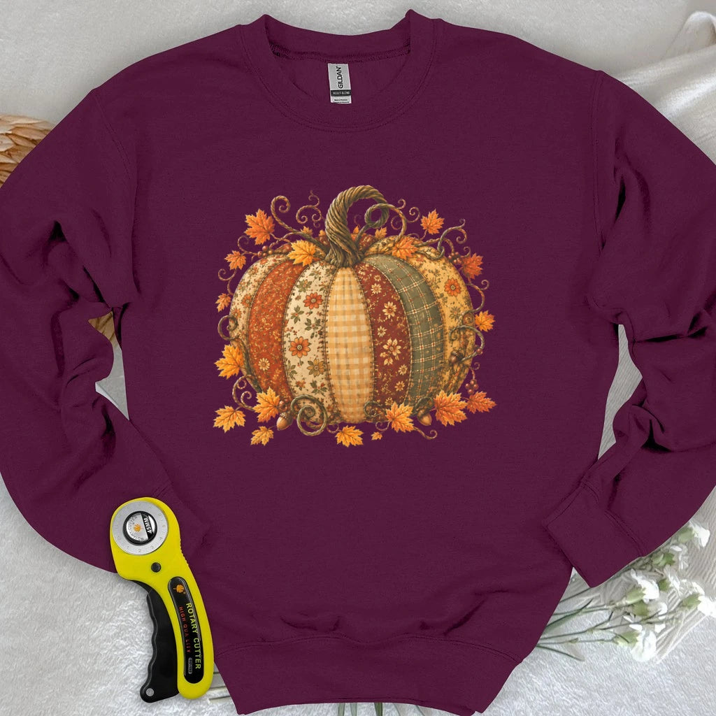 Autumn Patchwork Pumpkin Sweatshirt