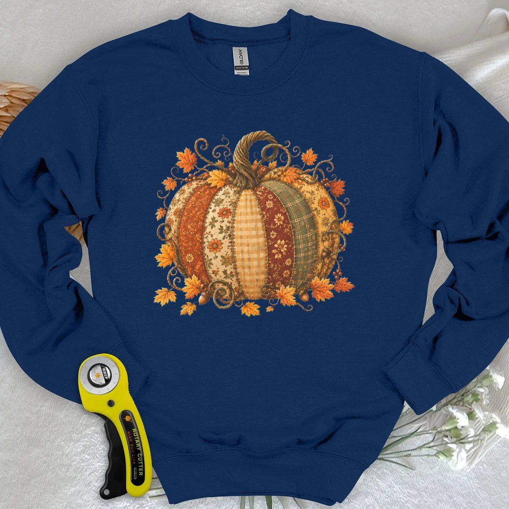 Autumn Patchwork Pumpkin Sweatshirt