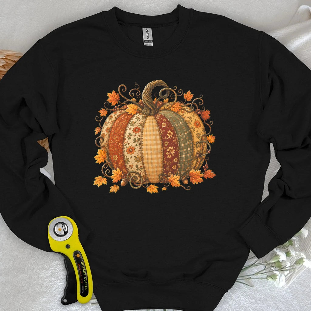 Autumn Patchwork Pumpkin Sweatshirt