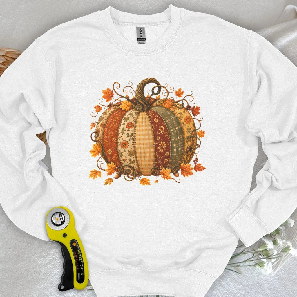 Autumn Patchwork Pumpkin Sweatshirt