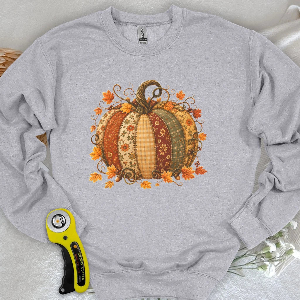 Autumn Patchwork Pumpkin Sweatshirt