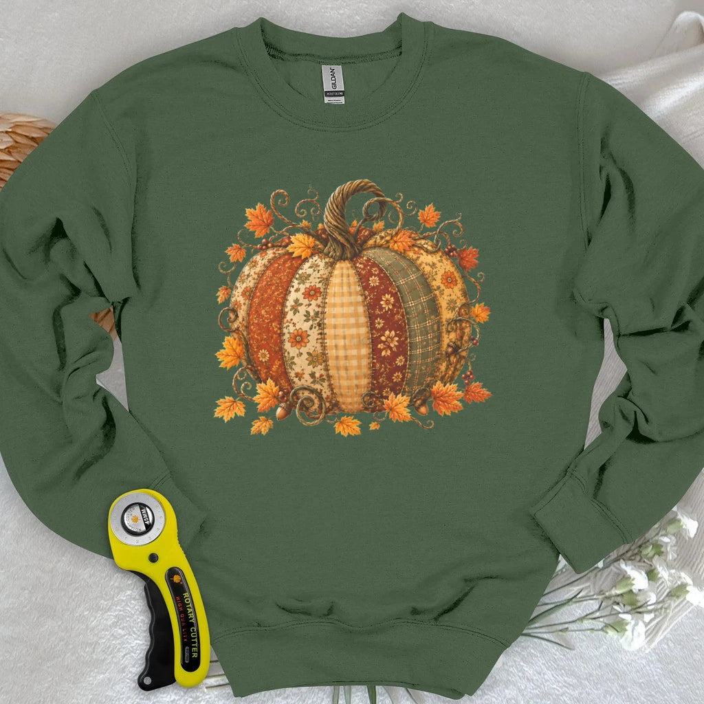 Autumn Patchwork Pumpkin Sweatshirt