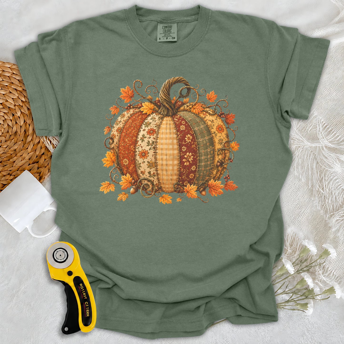 Comfort Colors Autumn Patchwork Pumpkin T-shirt