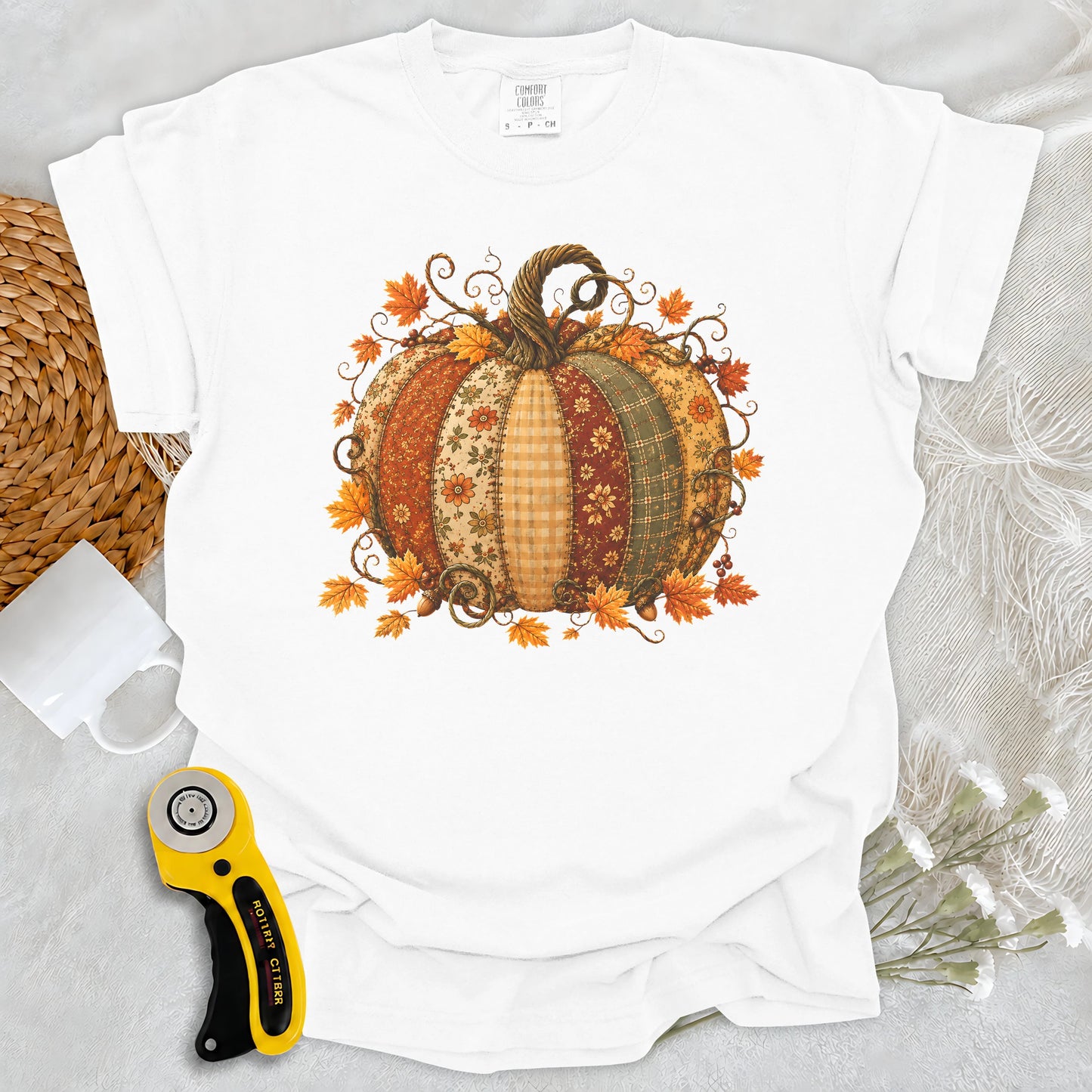 Comfort Colors Autumn Patchwork Pumpkin T-shirt