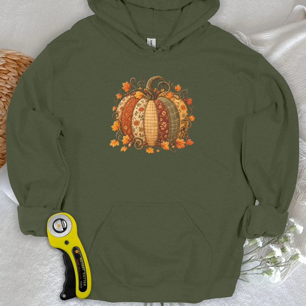 Autumn Patchwork Pumpkin Hoodie