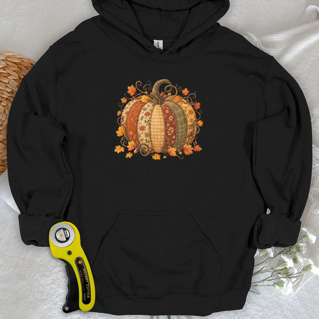 Autumn Patchwork Pumpkin Hoodie