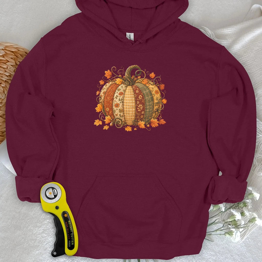 Autumn Patchwork Pumpkin Hoodie