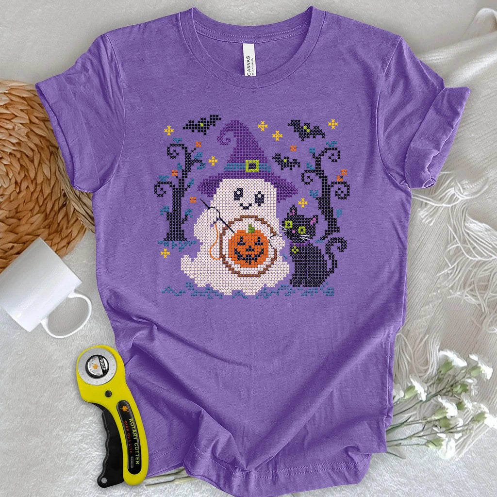 Spooky Cross Stitch Ghost T-shirt