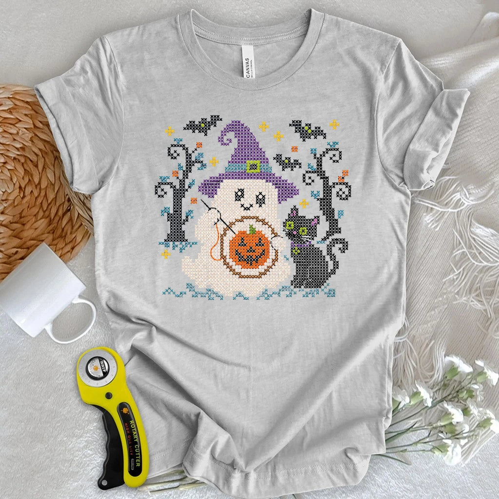 Spooky Cross Stitch Ghost T-shirt
