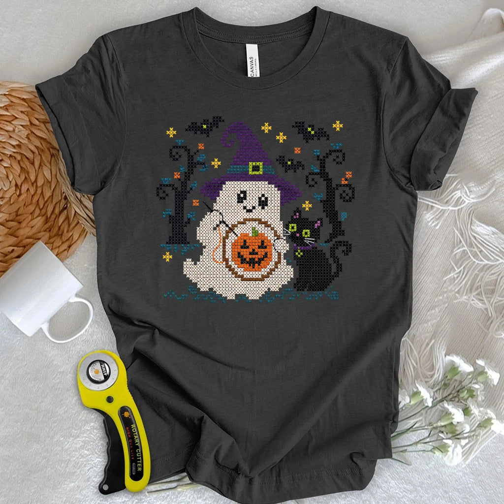 Spooky Cross Stitch Ghost T-shirt