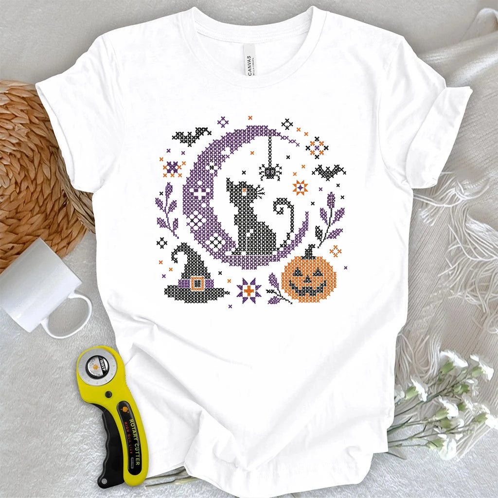 Moonlit Halloween Cross Stitch T-shirt