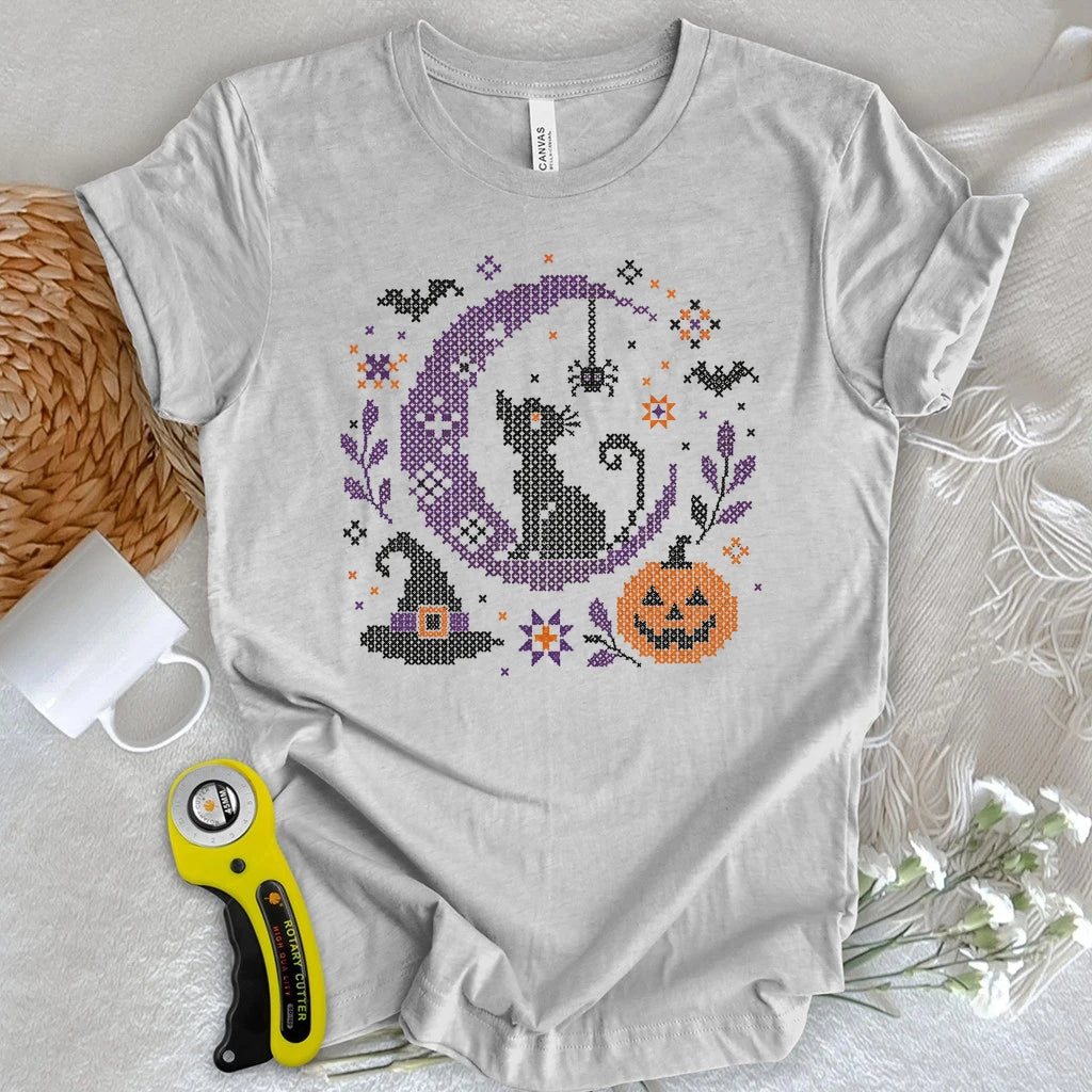 Moonlit Halloween Cross Stitch T-shirt