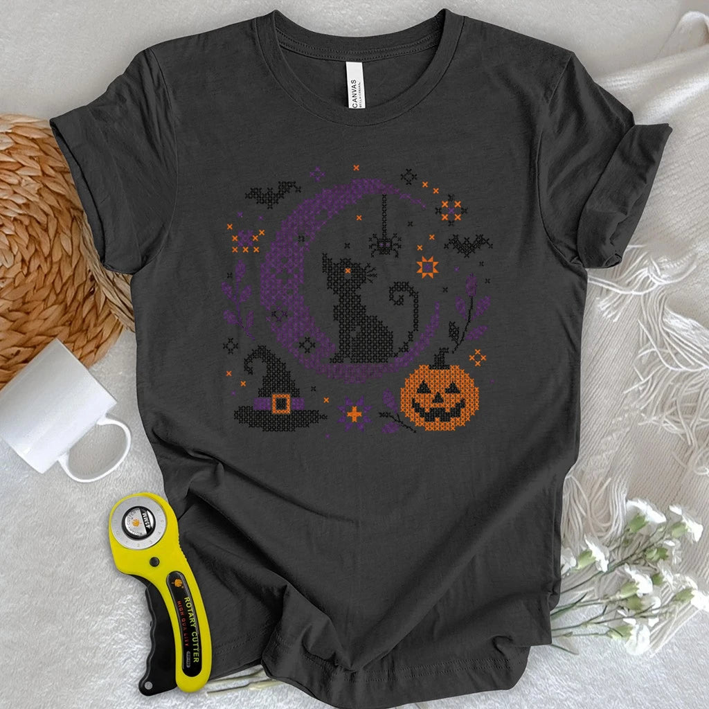Moonlit Halloween Cross Stitch T-shirt