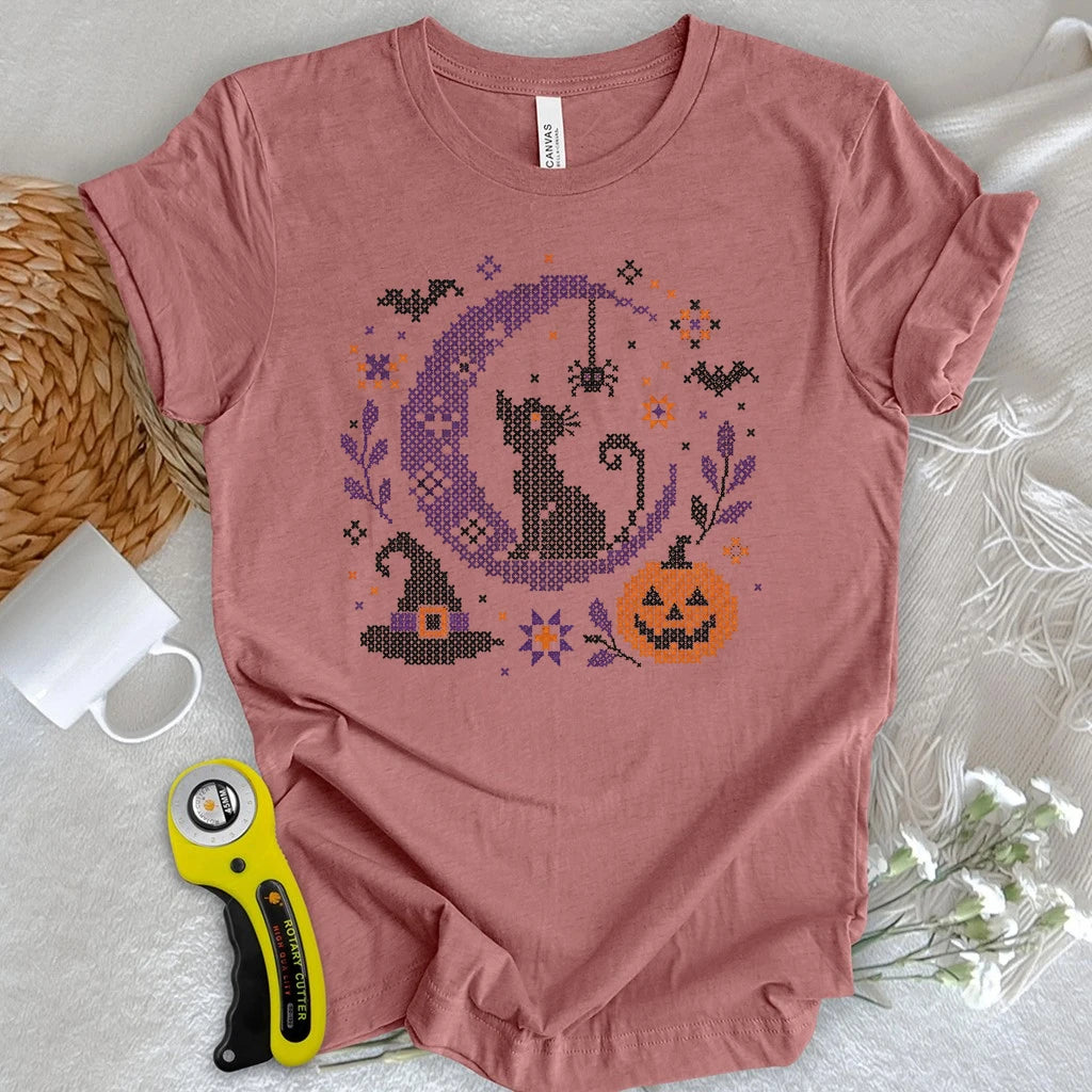 Moonlit Halloween Cross Stitch T-shirt