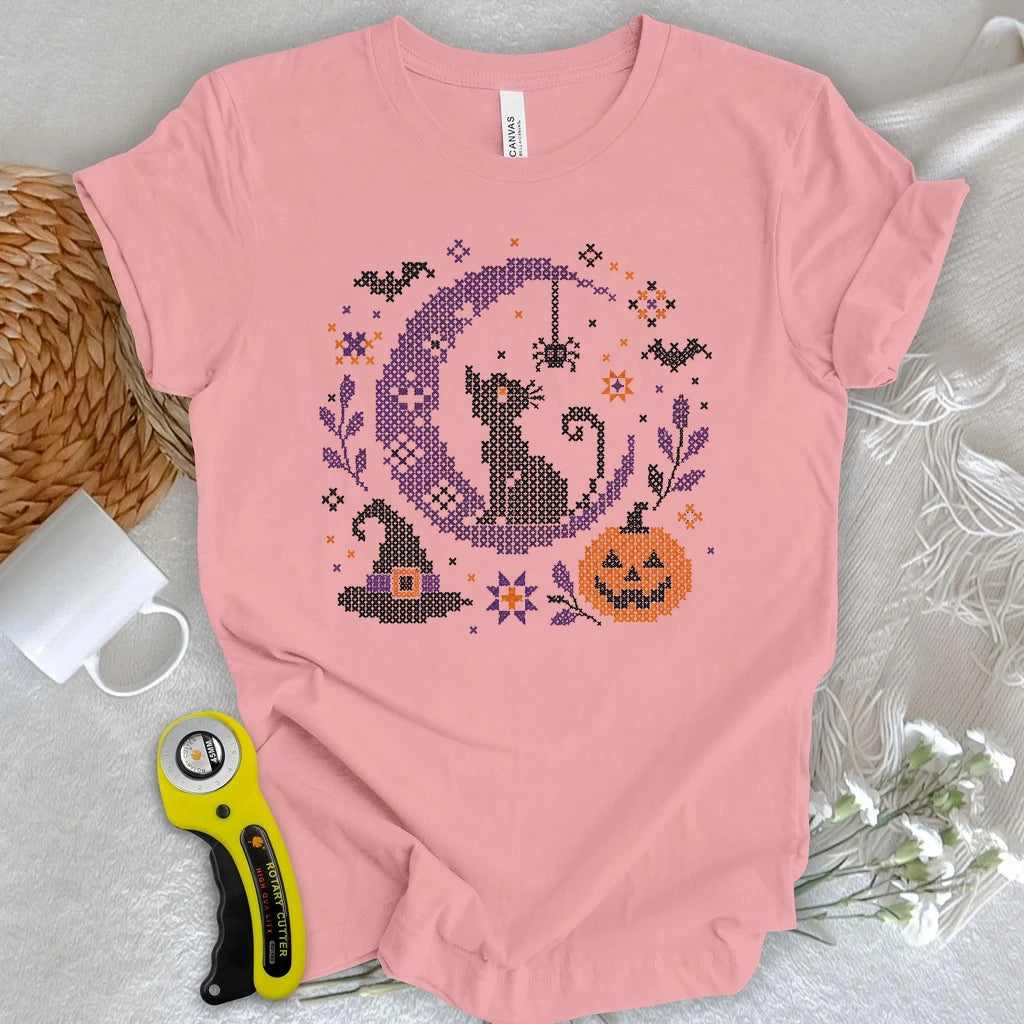 Moonlit Halloween Cross Stitch T-shirt