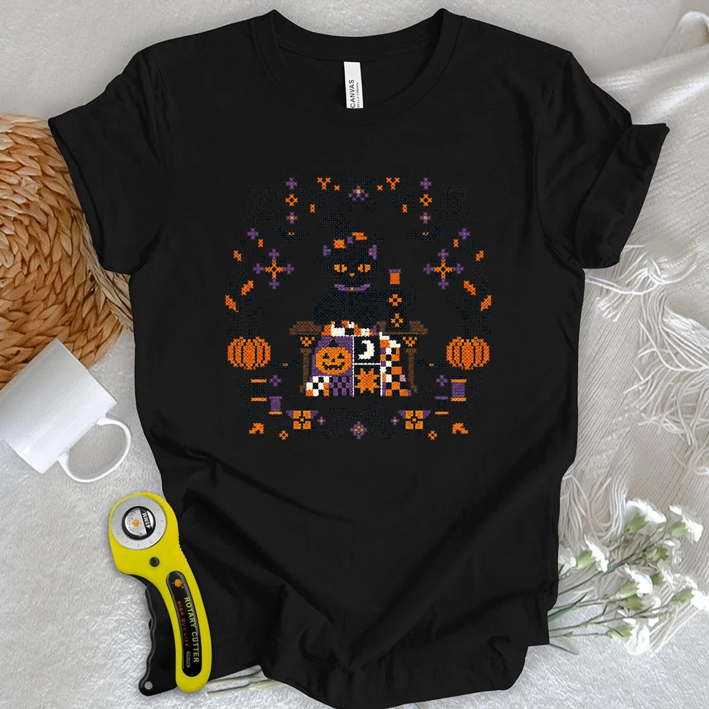 Witchy Halloween Cross Stitch T-shirt