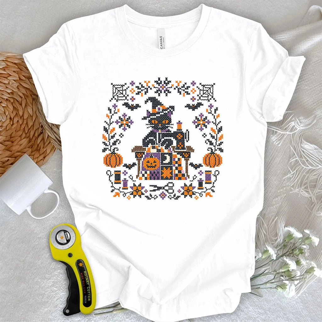 Witchy Halloween Cross Stitch T-shirt