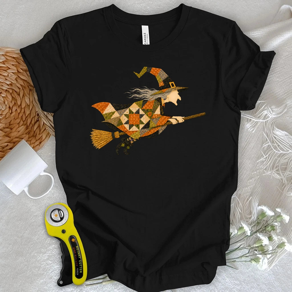 Patchwork Witch Halloween T-shirt
