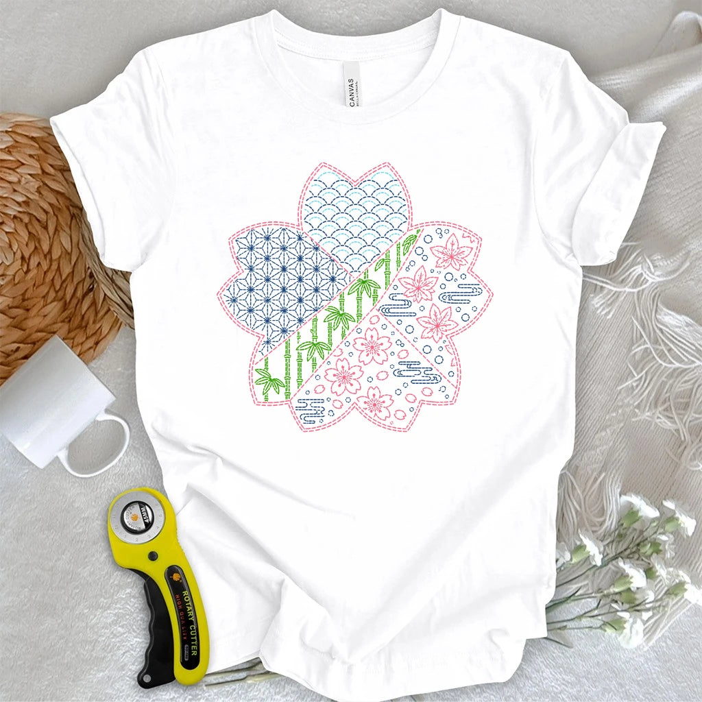 Japanese Combined Sashiko Pattern T-shirt