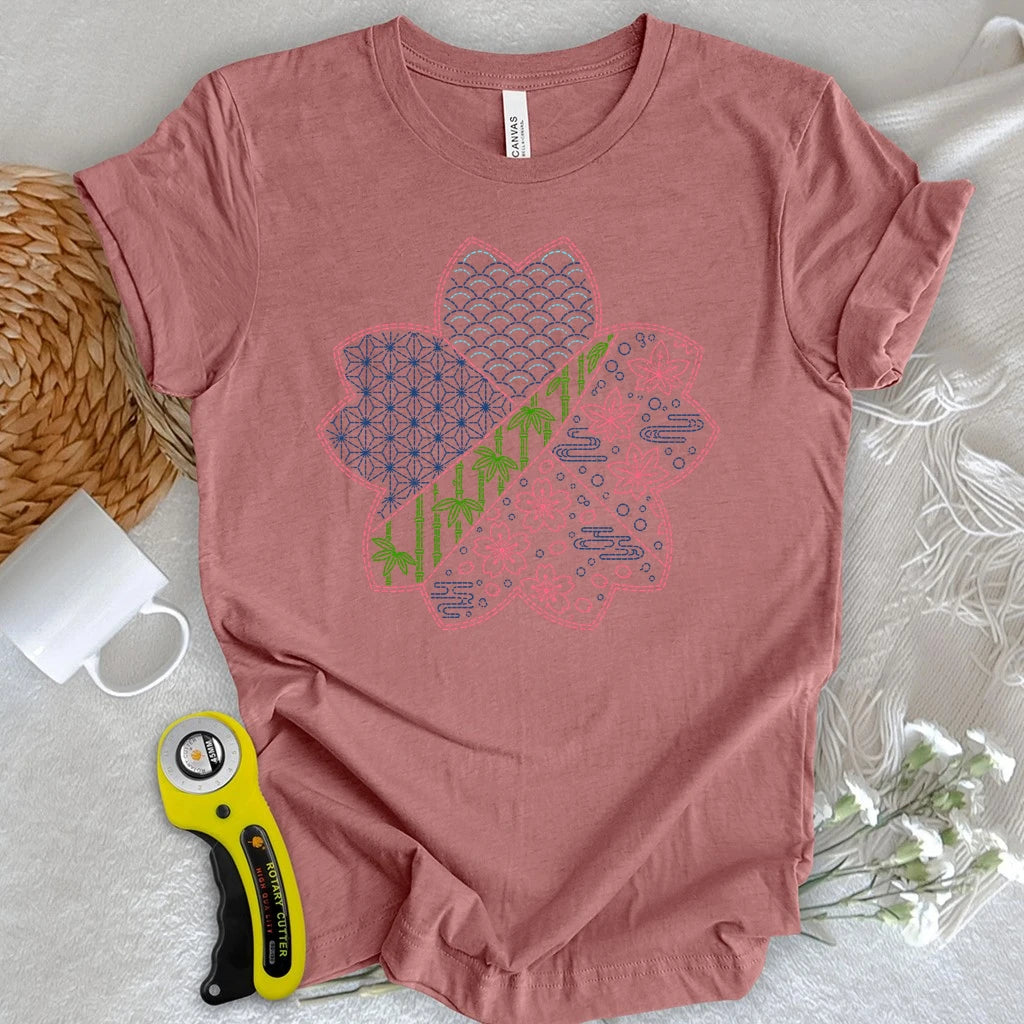 Japanese Combined Sashiko Pattern T-shirt