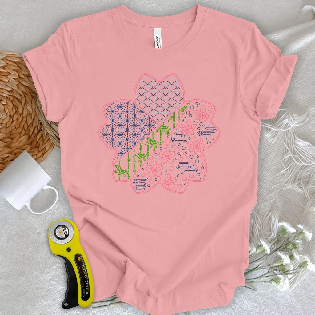 Japanese Combined Sashiko Pattern T-shirt