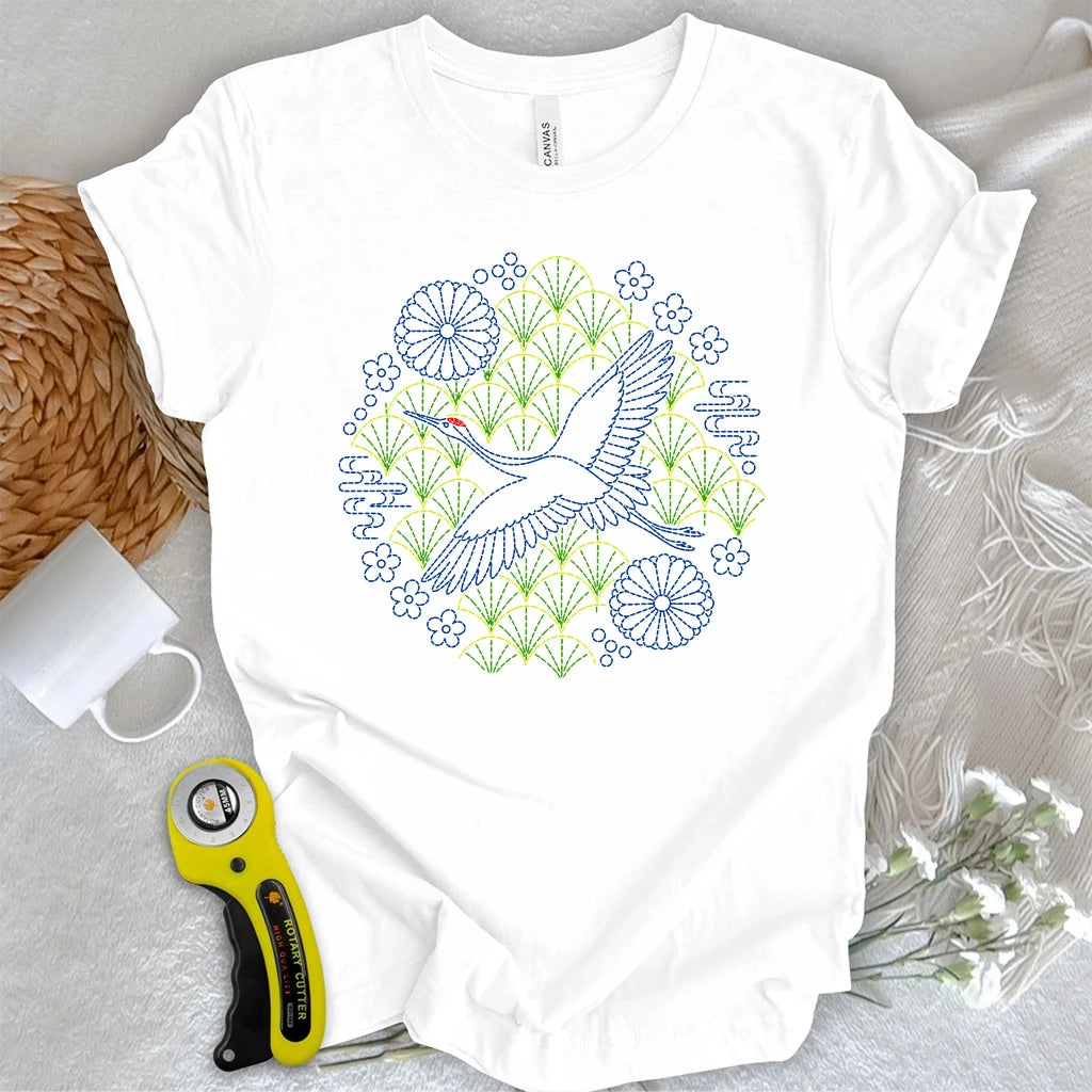 Sashiko Crane of Japan T-shirt