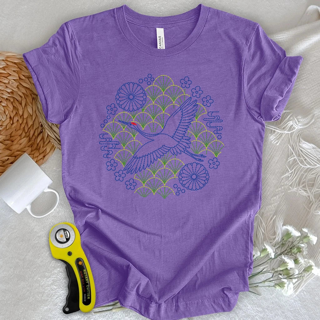 Sashiko Crane of Japan T-shirt
