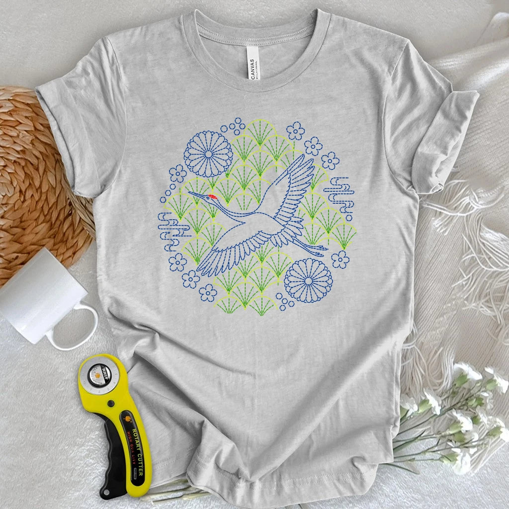 Sashiko Crane of Japan T-shirt