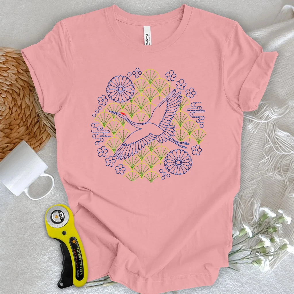 Sashiko Crane of Japan T-shirt