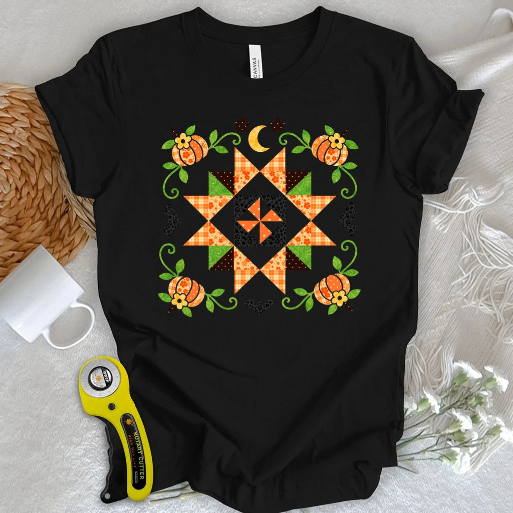 Autumn Patchwork Star Quilt T-shirt