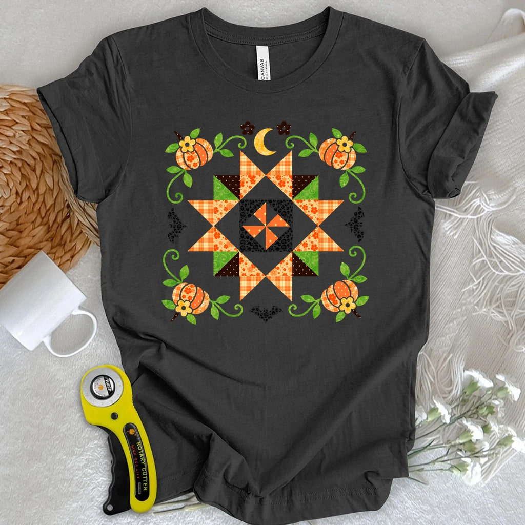 Autumn Patchwork Star Quilt T-shirt